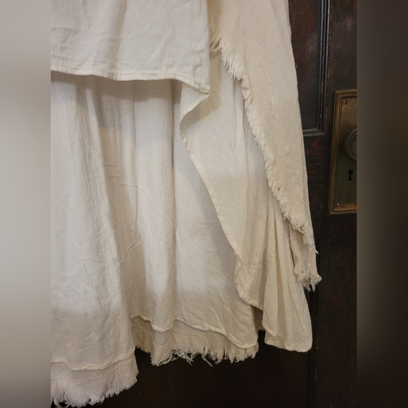 White Linen Dress ∆ Women Boho Wedding Dress ∆ Maxi Bohemian Dress ∆ Asymmetric - Picture 6 of 9